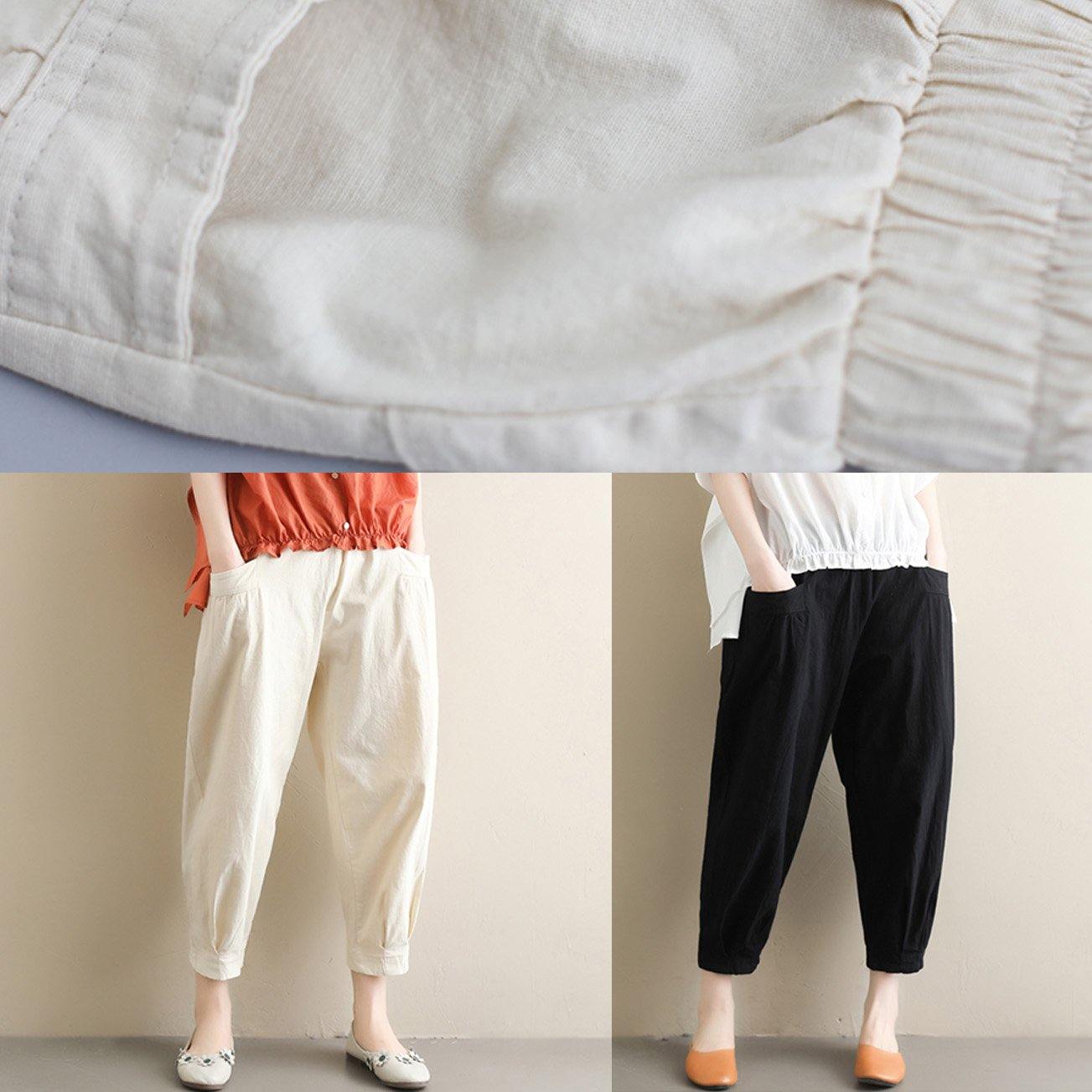Elegant black Jeans  elastic waist asymmetric Fabrics casual pants
