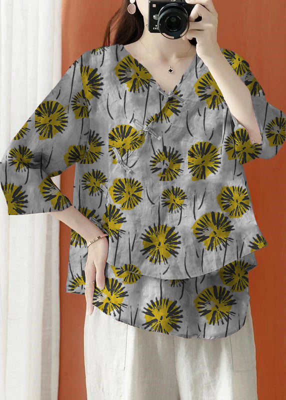 Beautiful Purple Asymmetrical Print cotton blend Blouses Half Sleeve Beautiful Purple Asymmetrical Print cotton blend Blouses Half Sleeve