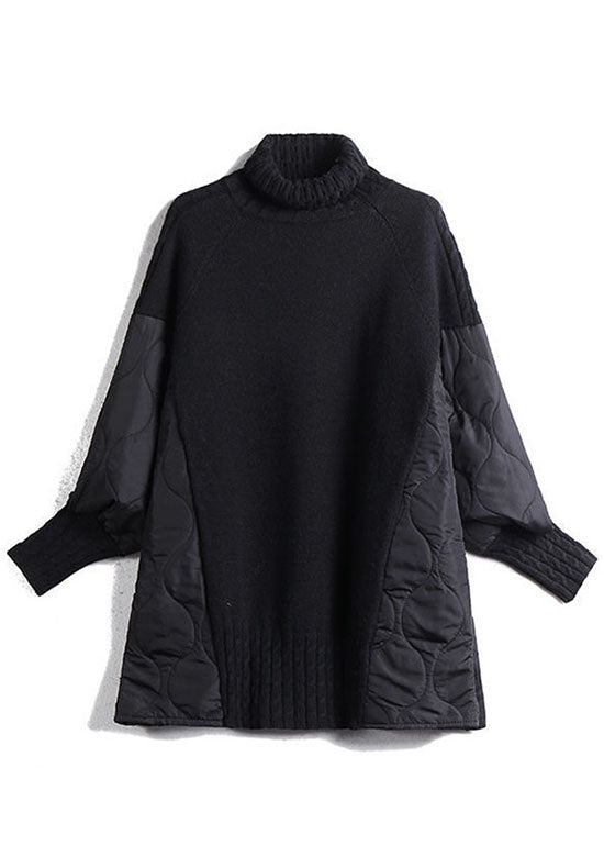 Simple Chocolate Turtleneck Patchwork Loose Fall Knit sweaters Simple Chocolate Turtleneck Patchwork Loose Fall Knit sweaters