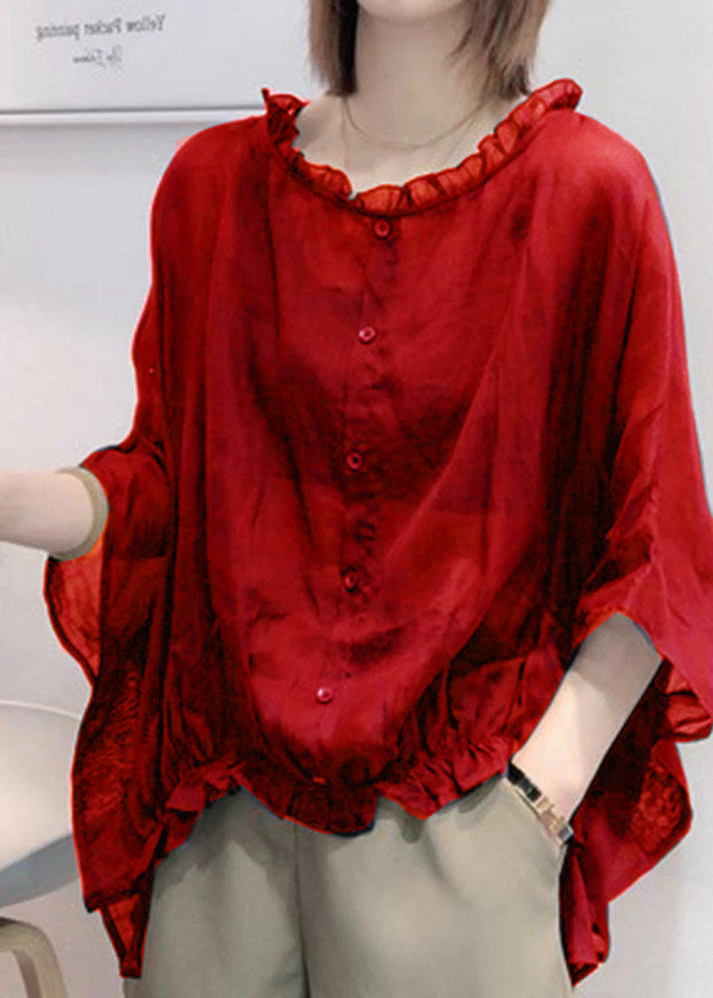 Art Navy Tops Ruffles Trim Half Sleeve Shirts Blouse Plus Size Art Navy Tops Ruffles Trim Half Sleeve Shirts Blouse Plus Size