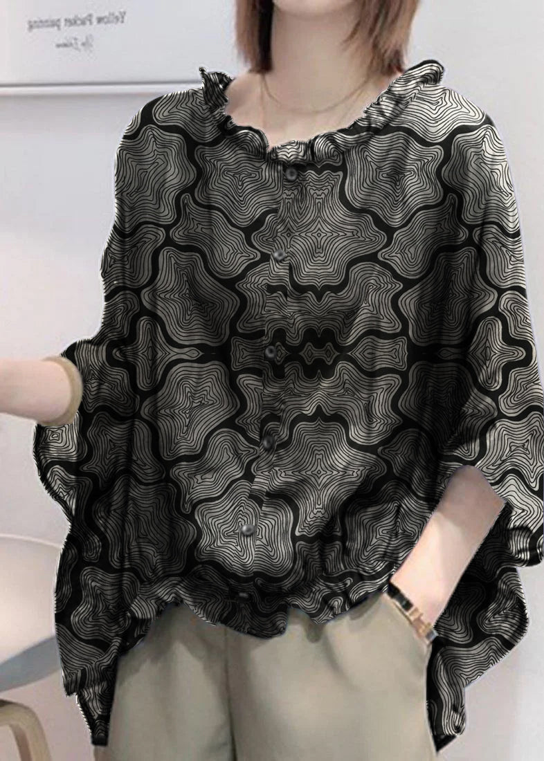 Art Navy Tops Ruffles Trim Half Sleeve Shirts Blouse Plus Size Art Navy Tops Ruffles Trim Half Sleeve Shirts Blouse Plus Size